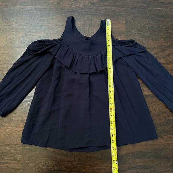Maeve Anthropologie navy blue long sleeve cold shoulder top size 0 - Picture 10 of 12